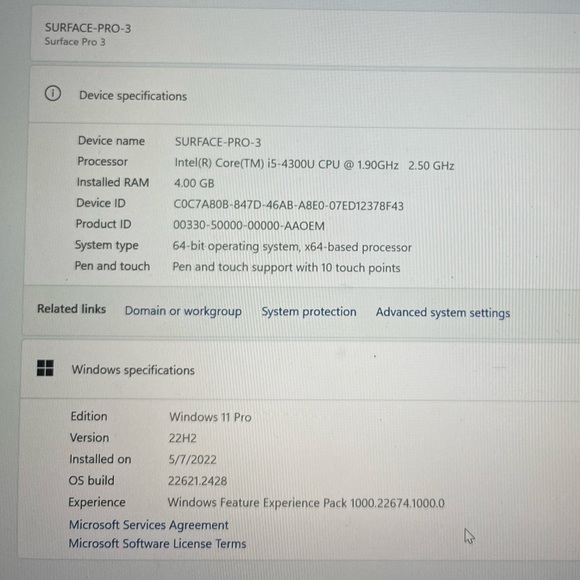 Microsoft Surface Pro 3 Bundle Intel(R) Core(TM) i5 2.5GHz 4GB RAM 128GB - Picture 11 of 12